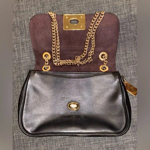 Vintage COACH Cassidy Crossbody Black Leather Shoulder Bag with Gold Hardware - Picture 7 of 16